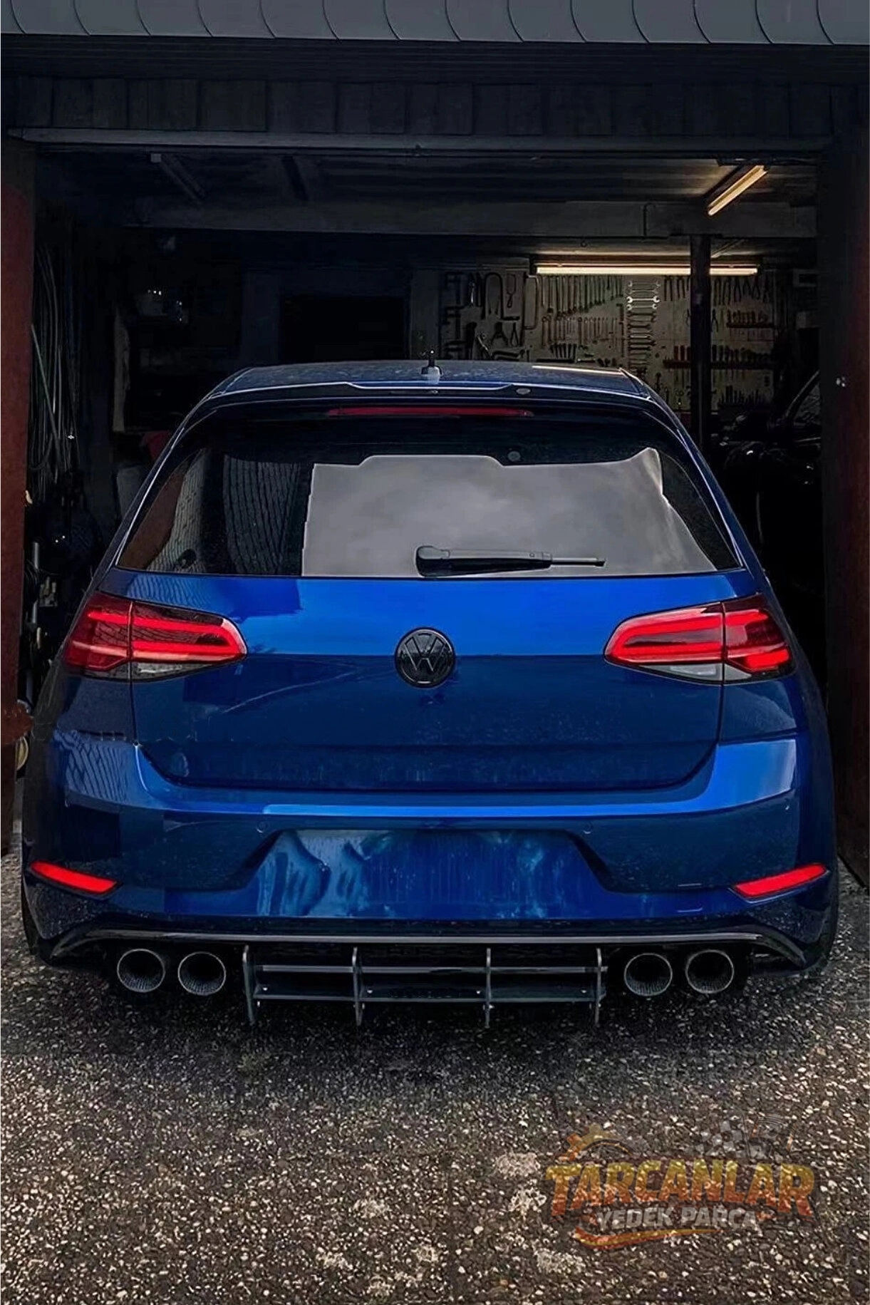 Volkswagen Golf 7.5 R Tampon için Çift Kat 4lü Difüzör Flap-Flapları-Bıçakları KALIN PARLAK SİYAH